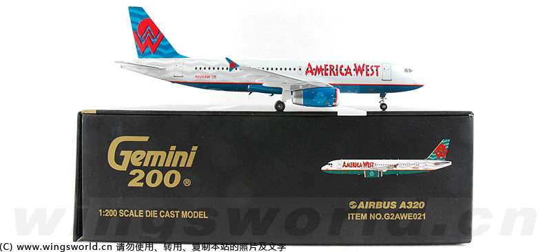 1:200 g2awe021 america west airlines 美国西部航空 airbus a320