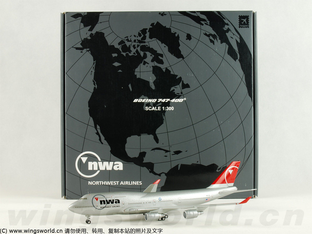 ノースウエストB747-400 1/300 hogan限定品未展示　NWA ノースウエストB747-400 1/300 hogan限定品未展示 NWA
