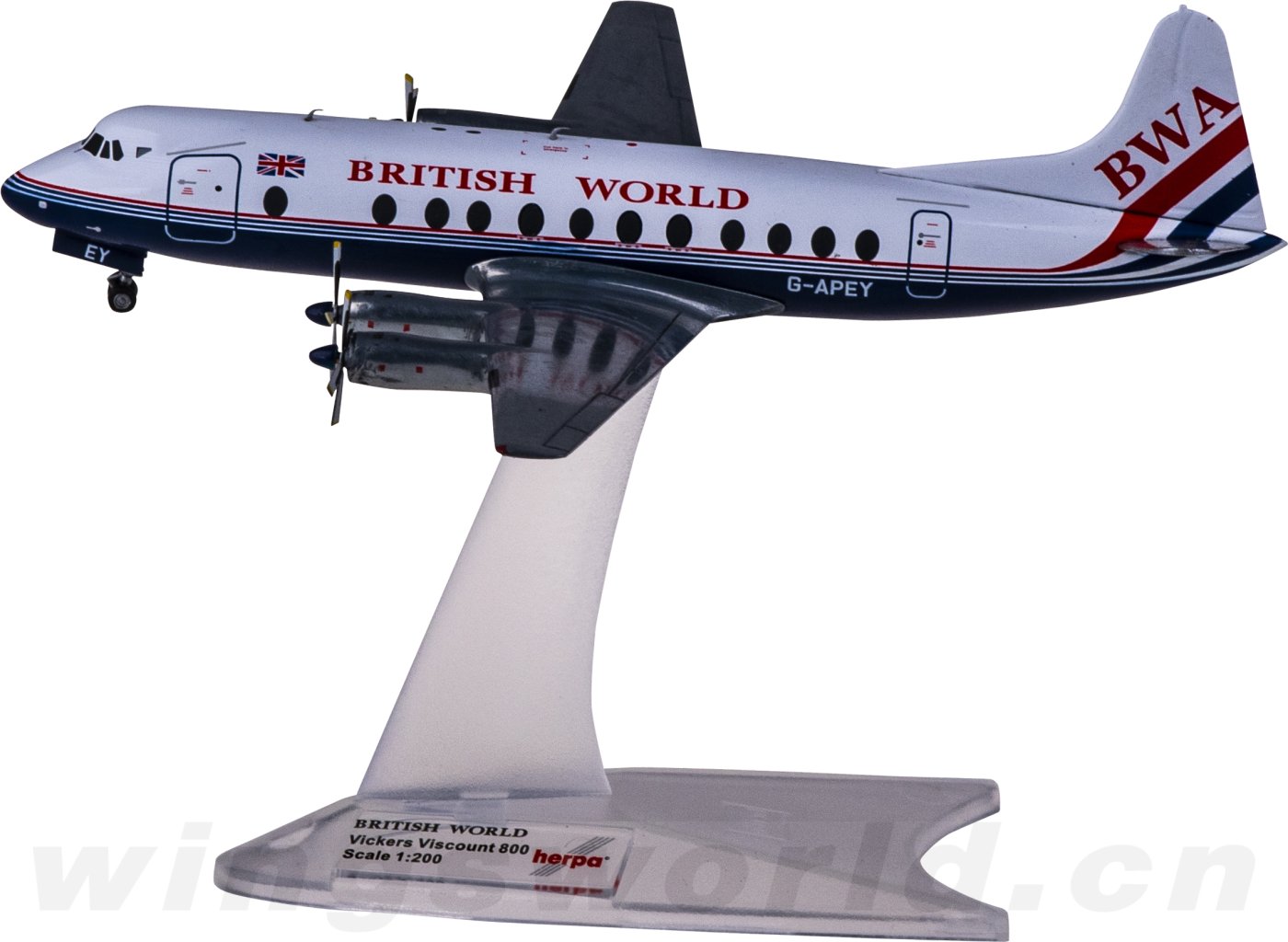 571463 British World Airlines Vickers Viscount 800 G-APEY Herpa 1