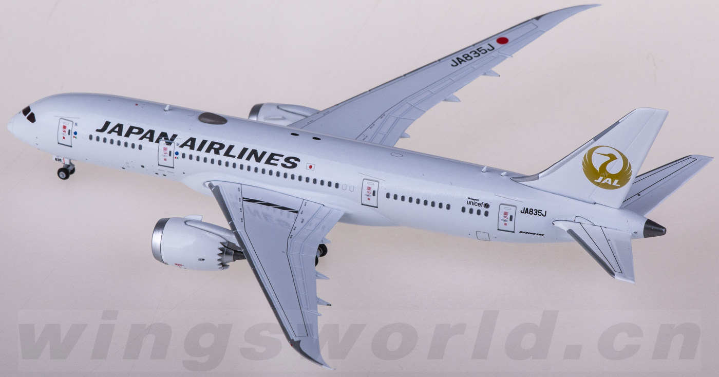 【JC Wings 日本航空】1/400 ★1000円OFF！！ SA4001A Japan Airlines 日本航空Boeing 787-8 JA835J 襟翼放下版JC
