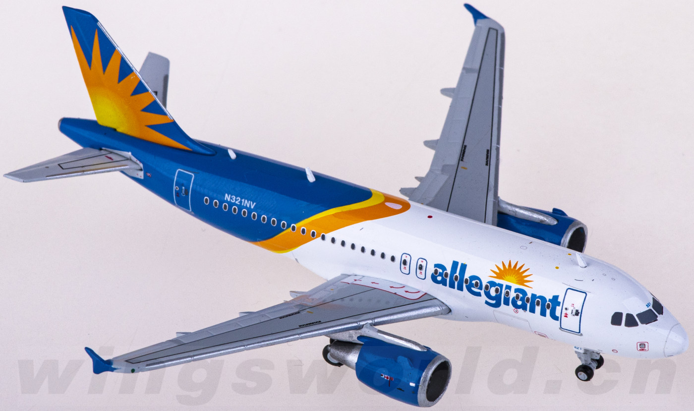 allegiant 忠实航空 airbus a319 n321nv geminijets 1:400 -飞机模型