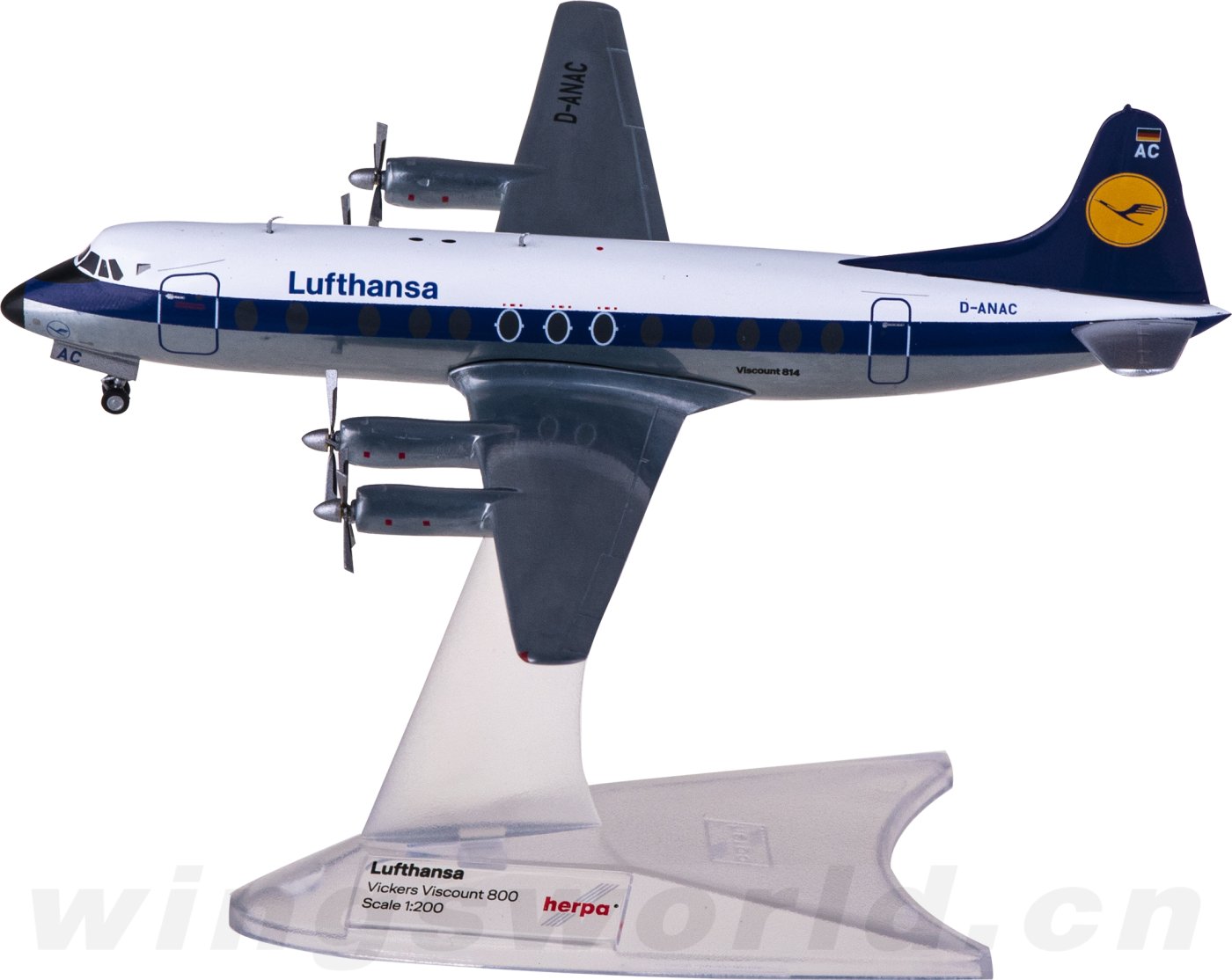 572255 Lufthansa 汉莎航空Vickers Viscount 800 D-ANAC Herpa 1:200