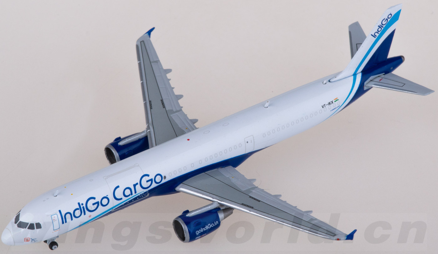 XX40173 IndiGo Airbus A321 VT-IKX 货机JC Wings 1:400 -飞机模型世界