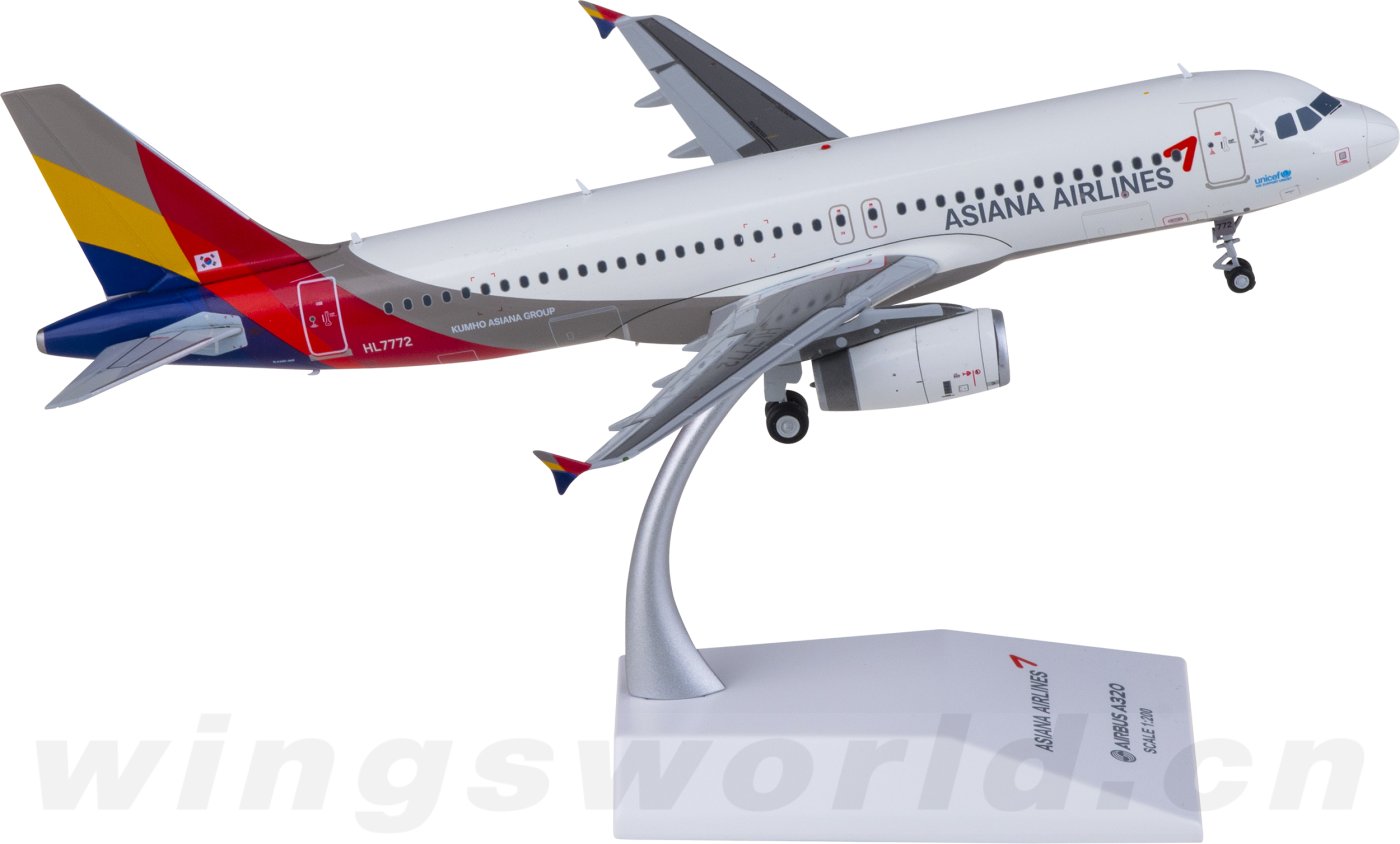 LH2418 Asiana 韩亚航空Airbus A320 HL7772 JC Wings 1:200 -飞机模型世界