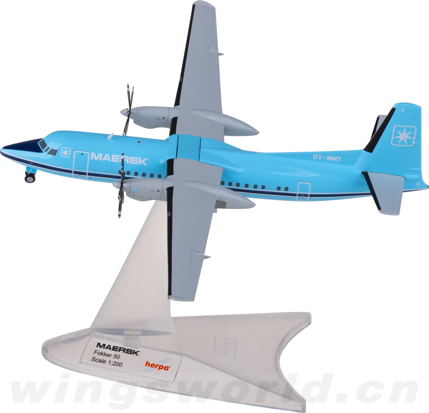 572804 Maersk Air 马士基航空Fokker 50 OY-MMT Herpa 1:200
