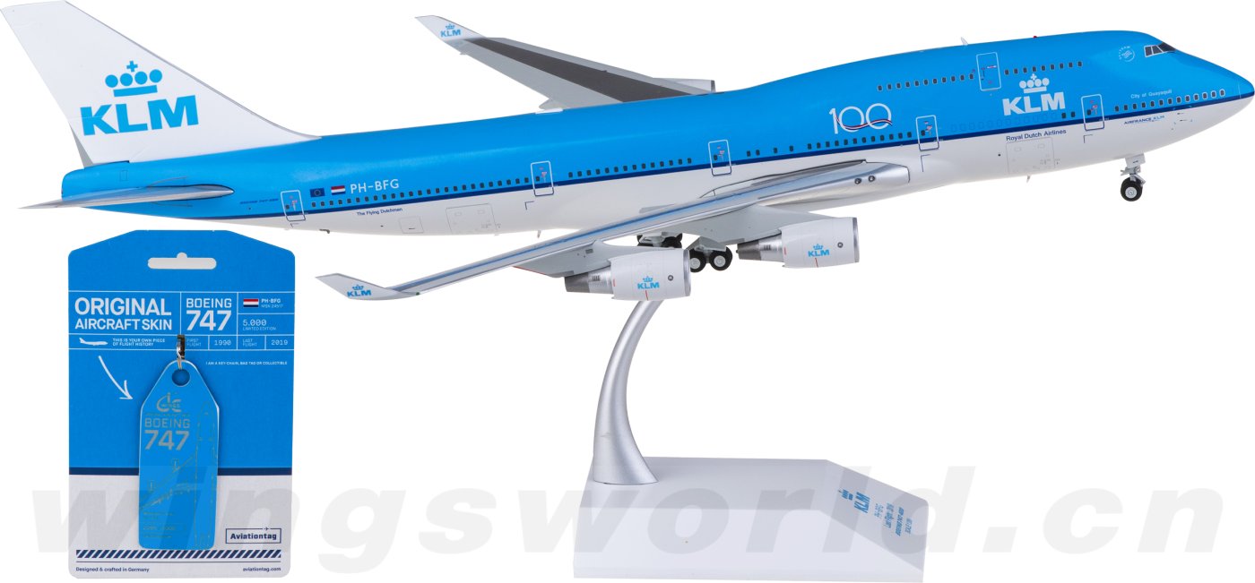 XX20345 KLM Boeing 747-400 100 PH-BFG + Aviation Tag JC Wings 1