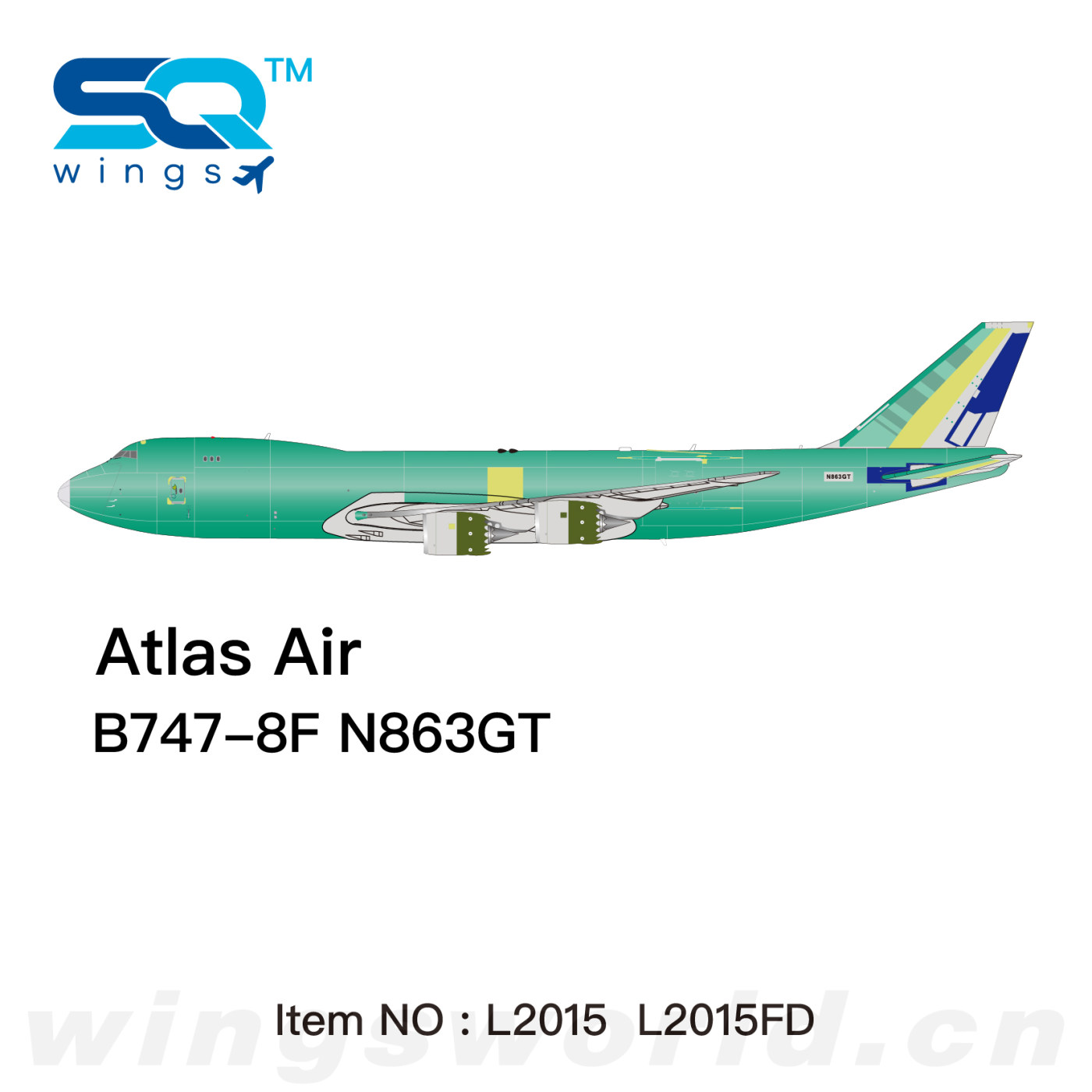 SQ Wings 1:200 アトラス航空 B747-8F N863GT SQ Wings 1:200 Atlas Air Boeing B747-8F Diecast Aircraft