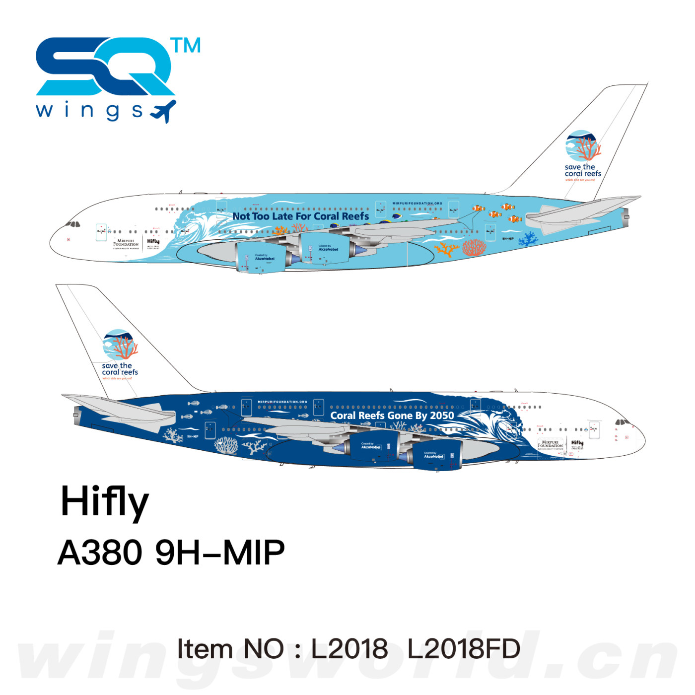 SQ Wings 1/200 Hifly A380 9H-MIP サンゴ礁保護 SQ Wings L2018 Airbus A380 Hifly 