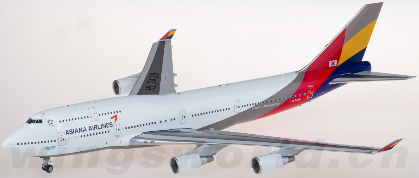 L2003 Asiana Boeing 747-400 HL7428 SQ Wings 1:200 -飞机模型世界