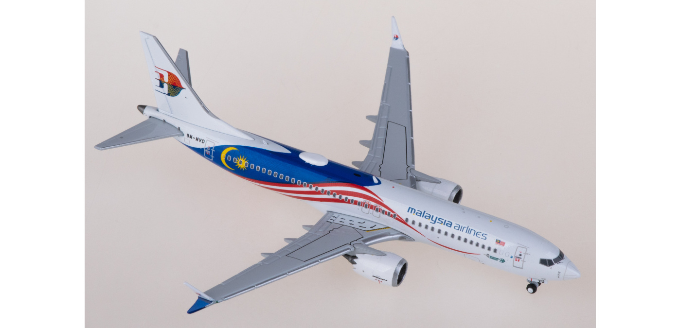 JC Wings 1:400 マレーシア航空 B737MAX8 9M-MVD LH4359 Malaysia Airlines 马来西亚航空Boeing 737 MAX 8 9M-MVA
