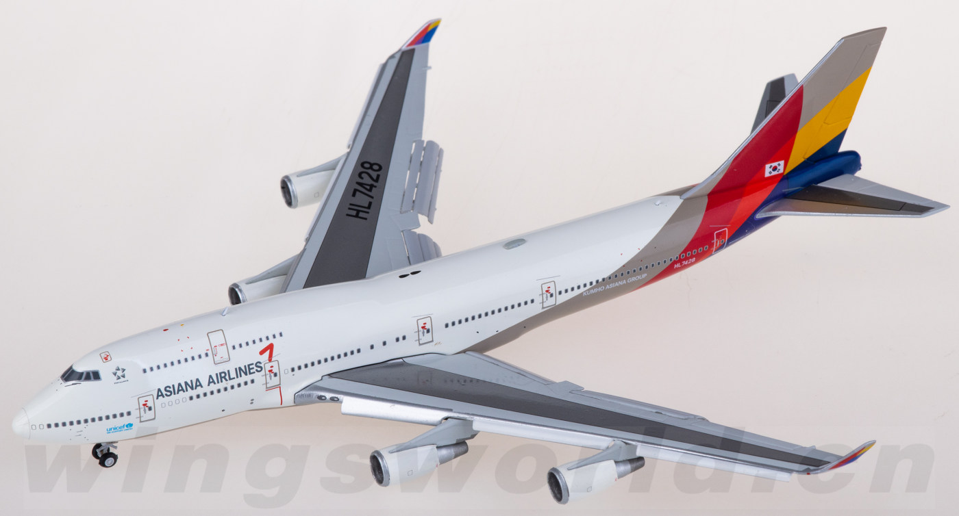 XX40221A Asiana 韩亚航空Boeing 747-400 HL7428 襟翼放下版JC Wings 1