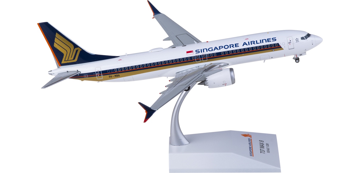 シンガポール航空 737MAX8 9V-MBA 1/200 Singapore Airlines Boeing 737 MAX 8 9V-MBN JC Wings