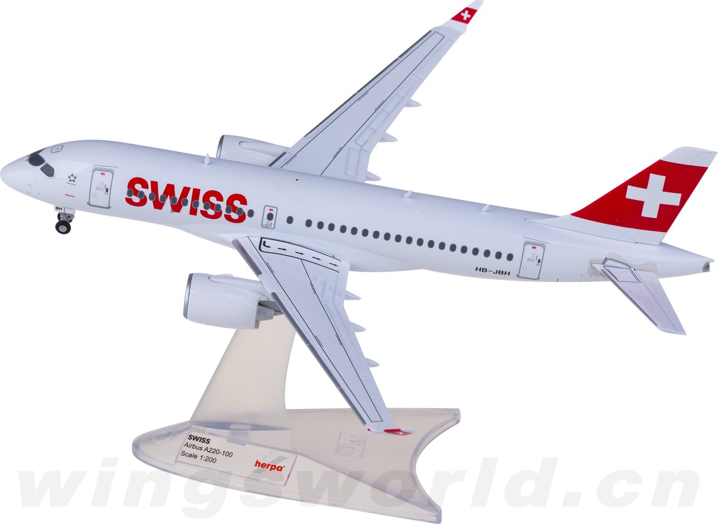 558471-002 Swiss 瑞士国际航空Airbus A220-100 HB-JBH Herpa 1