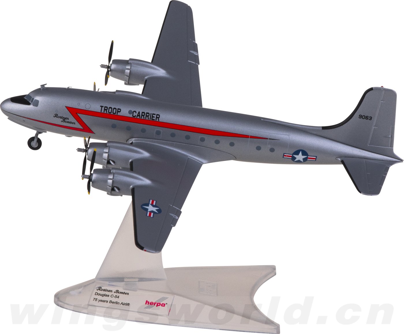573177 USAF 美国空军Douglas DC-4 C-54 Skymaster 44-9063 Herpa 1