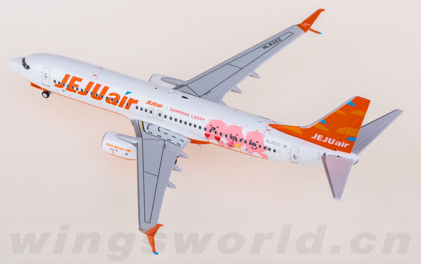 JEJUair 模型 HA7380018 Jeju Air Boeing 737-800 HL8322 AeroPolaris 1:400 -飞机