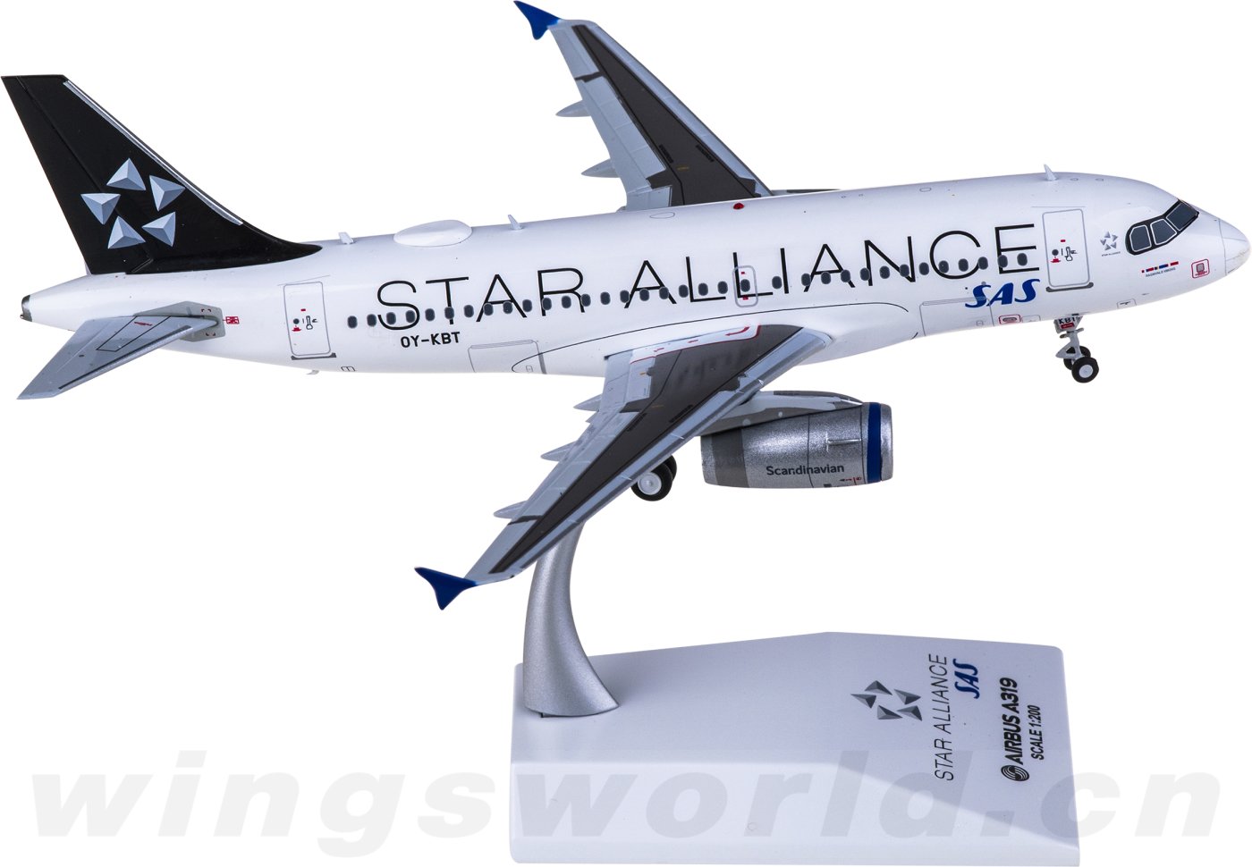 asaa　ニュースキン製品 XX20608 SAS Airbus A319 OY-KBT Star Alliance JC Wings 1:200 -飞机