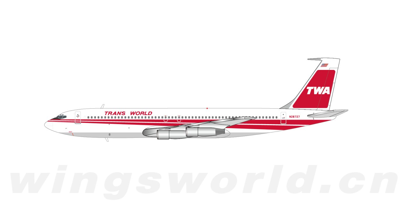XX40481 TWA Boeing 707-300 N28727 JC Wings 1:400 -飞机模型世界