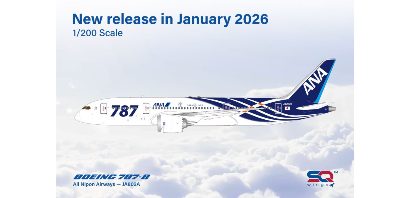 L2135 ANA Boeing 787-8 JA802A SQ Wings 1:200 -飞机模型世界