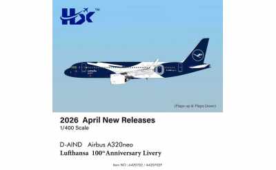 Hxmodels 1:400 Lufthansa Airbus A320neo D-AIND 100 Years