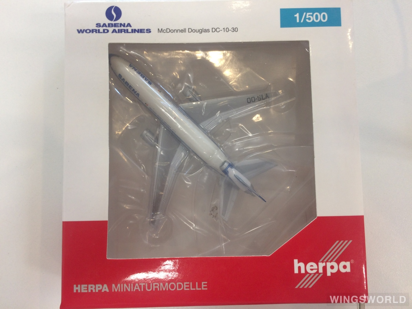 Herpa 1:500 528047 Sabena 比利时航空 McDonnell Douglas DC-10 OO-SLA