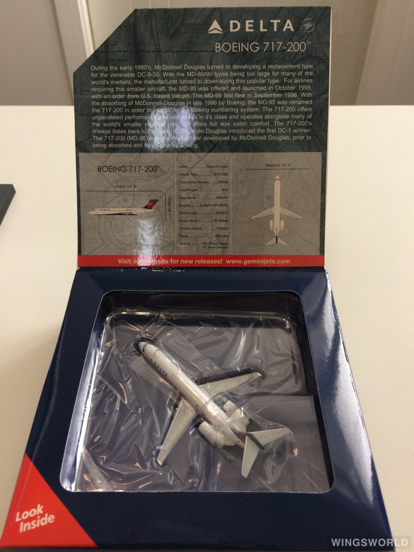 Geminijets 1:400 GJDAL1738 Delta Air Lines 达美航空 Boeing 717 N896AT