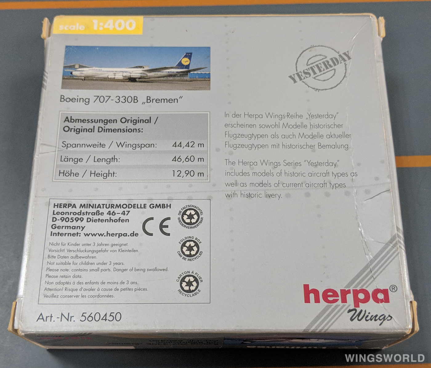 Herpa 1:400 560450 Lufthansa 汉莎航空 Boeing 707-300 D-ABUM
