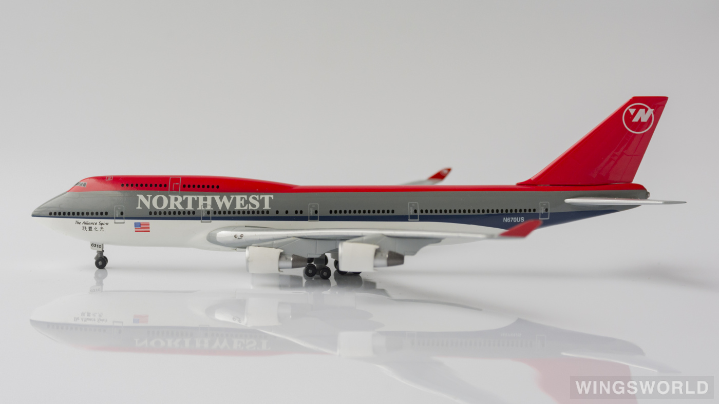 Dragon Models 1:400 55490 Northwest Airlines 美国西北航空 Boeing 747-400 N670US