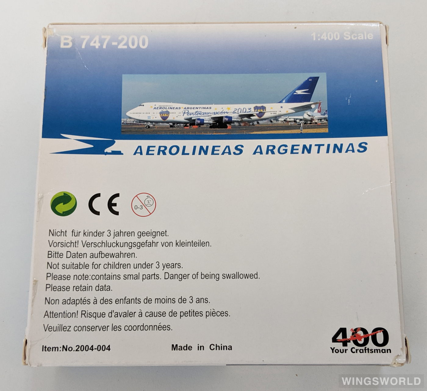 Big Bird 1:400 2004-004 Aerolíneas Argentinas 阿根廷航空 Boeing 747-200 LV-OOZ
