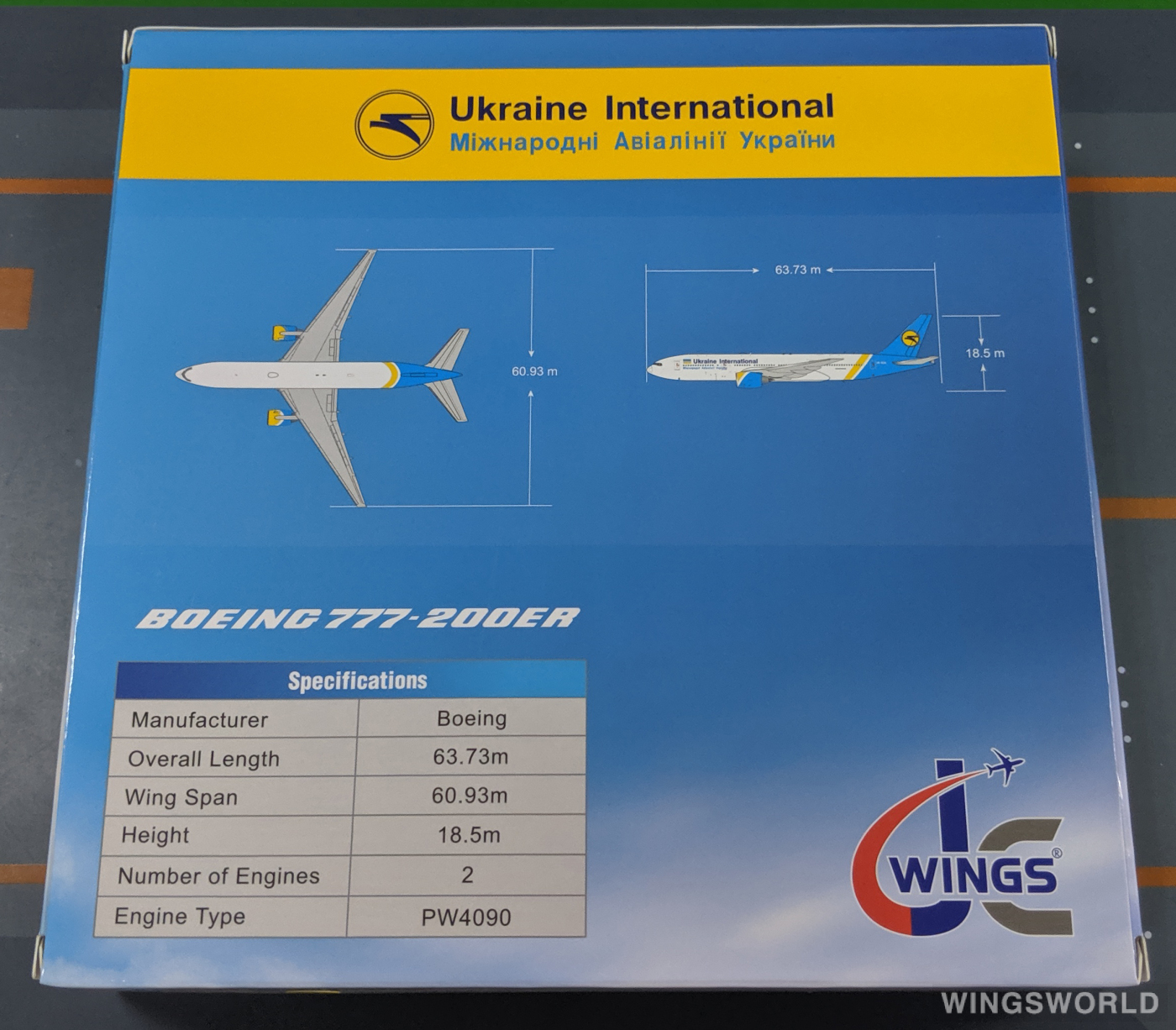 JC Wings 1:400 LH4072A UIA 乌克兰国际航空 Boeing 777-200 UR-GOA