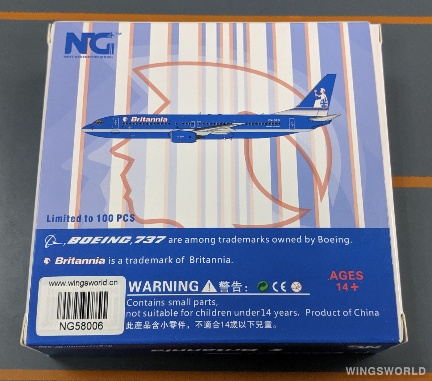 NGmodels 1:400 NG58006 Britannia 大不列颠航空 Boeing 737-800 OY-SEB