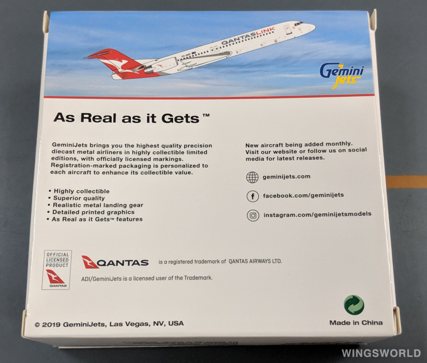 Geminijets 1:400 GJQFA1696 QantasLink 澳洲连线航空 Fokker 100 VH-NHP