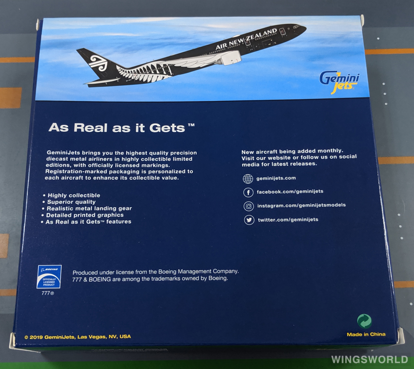Geminijets 1:400 GJANZ1840 Air New Zealand 新西兰航空 Boeing 777-200 ZK-OKH