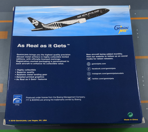 Air New Zealand 新西兰航空 Boeing 777-200 ZK-OKH 全黑 GJANZ1840 Geminijets 1:400