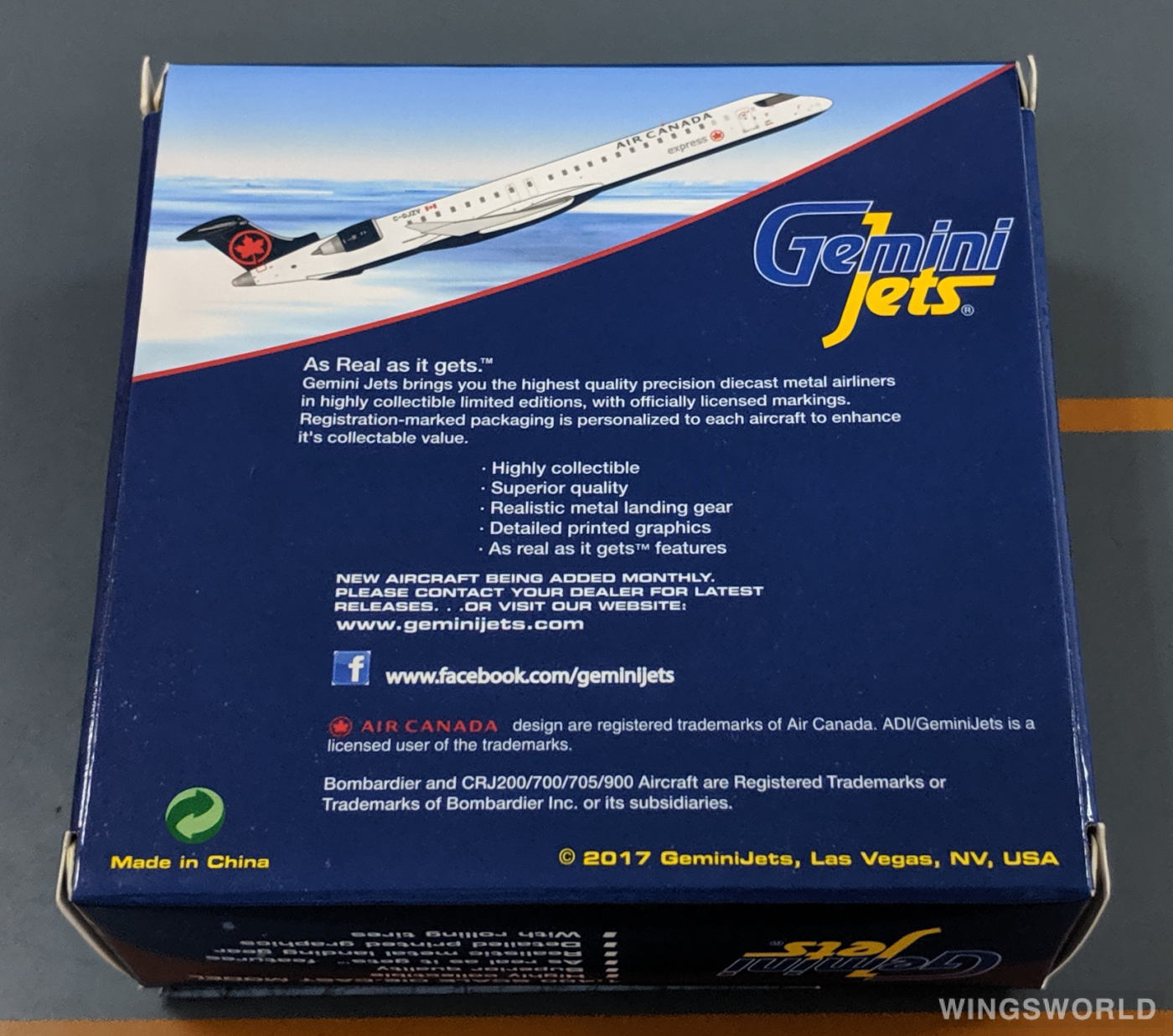 Geminijets 1:400 GJACA1675 Air Canada 加拿大航空 Bombardier CRJ900 C-GJZV