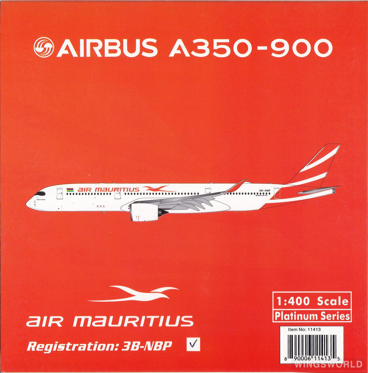 Phoenix 1:400 PH11413 Air Mauritius 毛里求斯航空 Airbus A350-900 3B-NBP