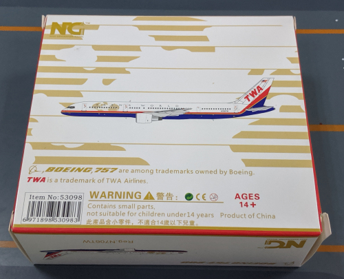 TWA 环球航空 Boeing 757-200 N706TW  NG53098 NGmodels 1:400