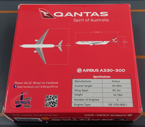 Qantas 澳洲航空 Airbus A330-300 VH-QPJ 悉尼狂欢节彩绘 XX4105 JC Wings 1:400