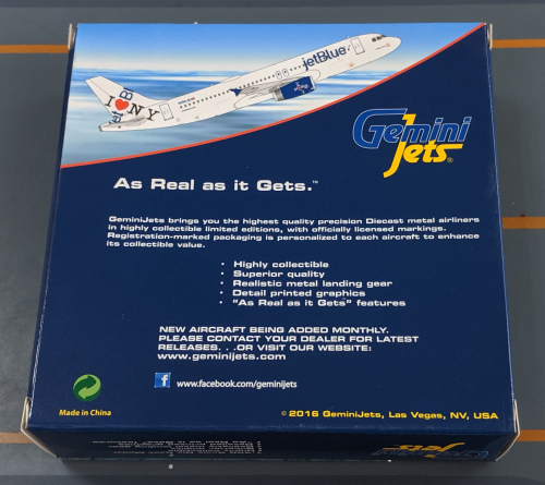 JetBlue 捷蓝航空 Airbus A320 N586JB 我爱纽约 GJJBU1545 Geminijets 1:400