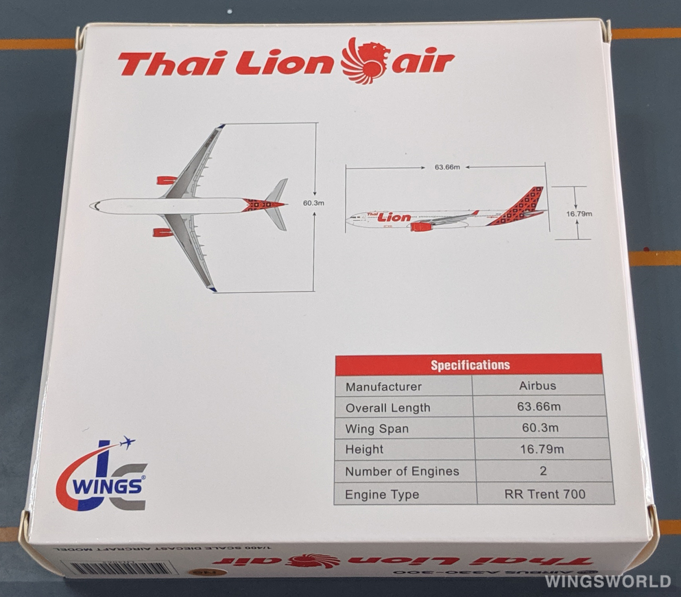 JC Wings 1:400 LH4065 Lion Air 狮子航空 Airbus A330-300 HS-LAH