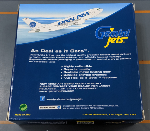 Pan Am 泛美航空 Airbus A310-300 N823PA  GJPAA1306 Geminijets 1:400
