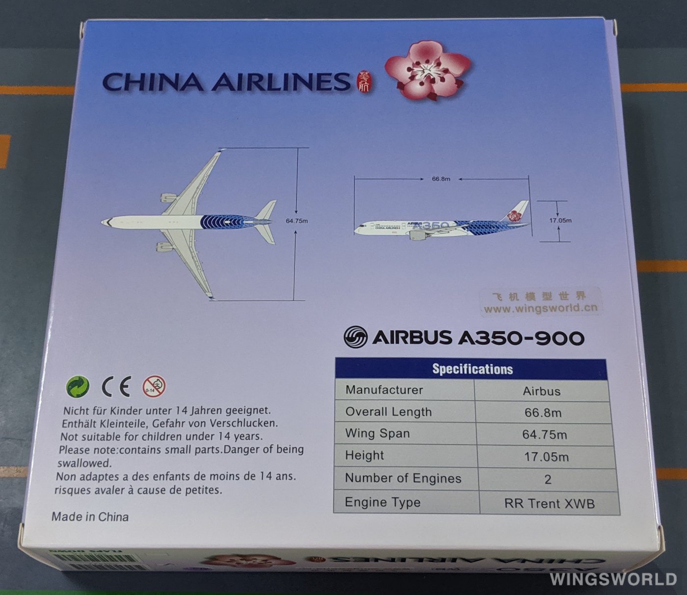 JC Wings 1:400 XX4032 China Airlines 中华航空 Airbus A350-900 B-18918