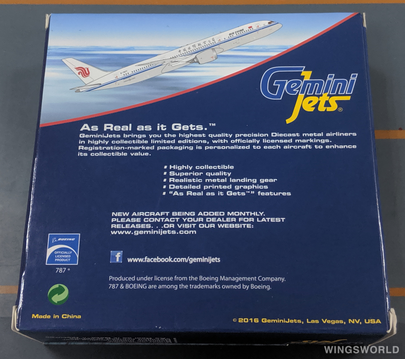 Geminijets 1:400 GJCCA1579 Air China 中国国际航空 Boeing 787-9 B-7877