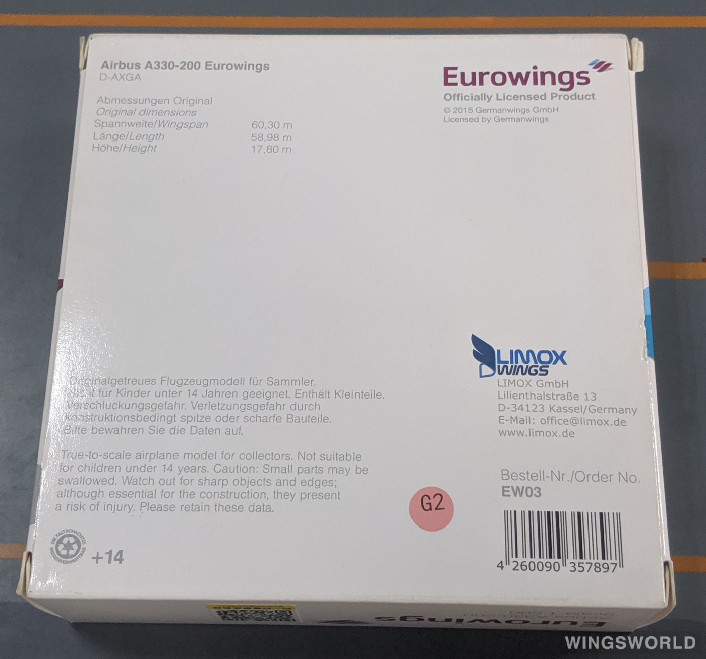 Hogan 1:200 EW03 Eurowings 欧洲之翼航空 Airbus A330-200 D-AXGA