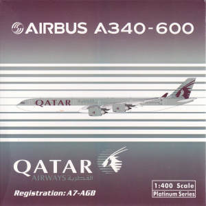 Qatar 卡塔尔航空 Airbus A340-600 A7-AGB 2010s colors. With rolling gears. PH11060 Phoenix 1:400