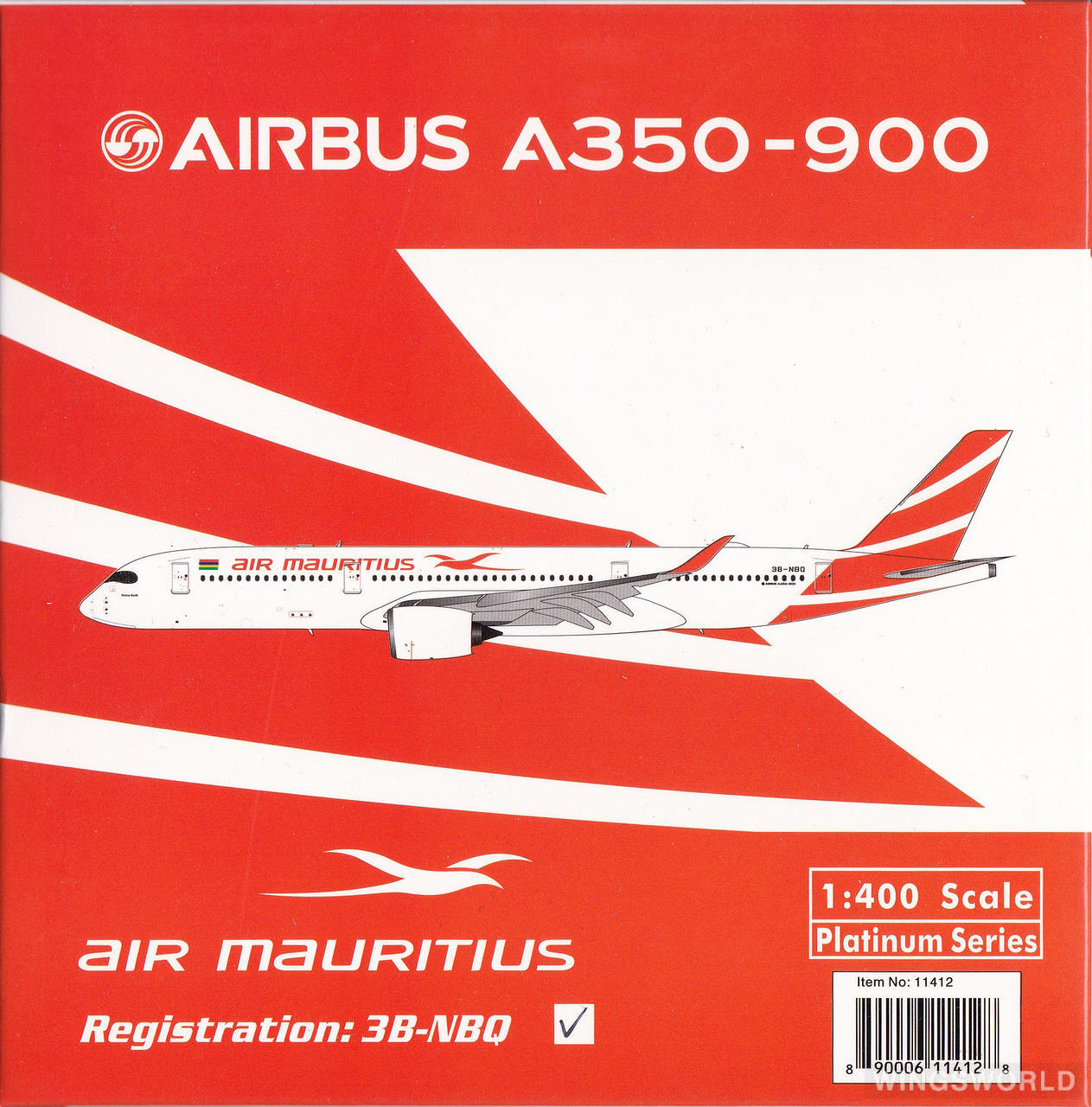 Phoenix 1:400 PH11412 Air Mauritius 毛里求斯航空 Airbus A350-900 3B-NBQ