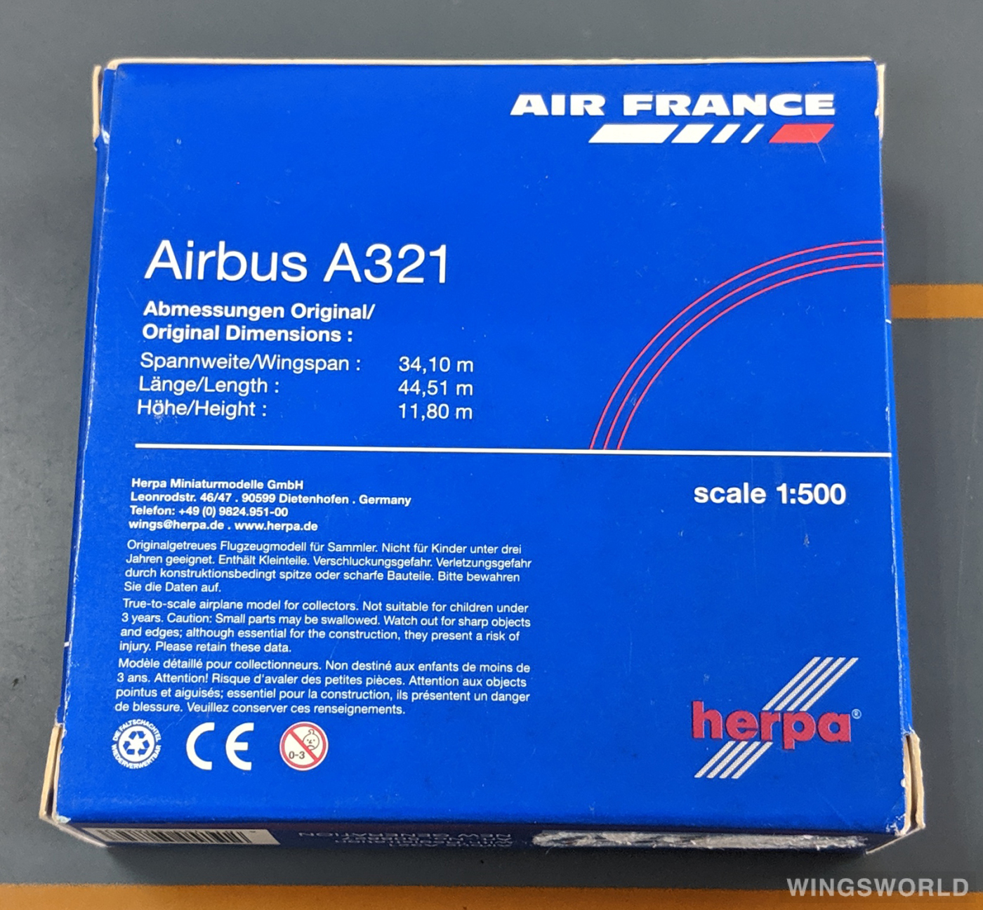Herpa 1:500 508827 Air France 法国航空 Airbus A321 F-GTAI
