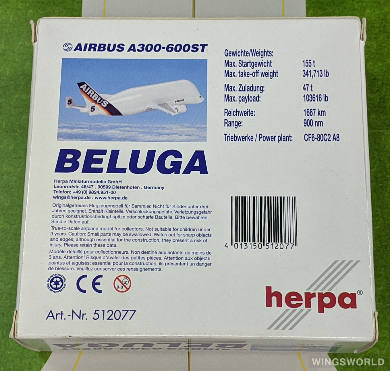 Herpa 1:500 512077 Airbus 空中客车 Airbus A300-600ST 