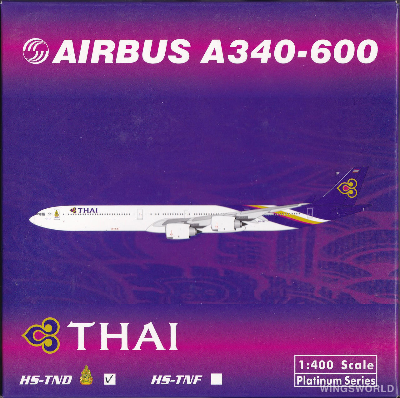 Phoenix 1:400 PH10475A Thai Airways 泰国国际航空 Airbus A340-600 HS-TND