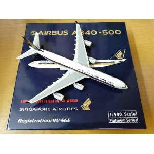 Singapore Airlines 新加坡航空 Airbus A340-500 9V-SGE 2008s colors. With rolling gears. PH10872 Phoenix 1:400