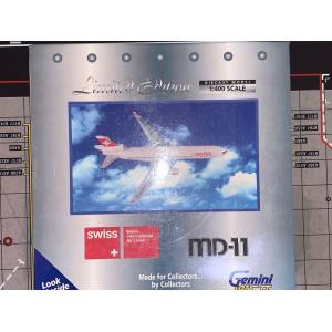 Swiss 瑞士国际航空 McDonnell Douglas MD-11 HB-IWC 2003s colors. GJSWR385 Geminijets 1:400